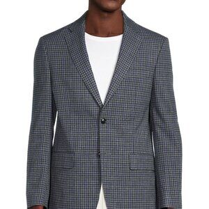 Tommy Hilfiger Checked Wool-Blend Modern-Fit Sport Coat – Blue/Grey